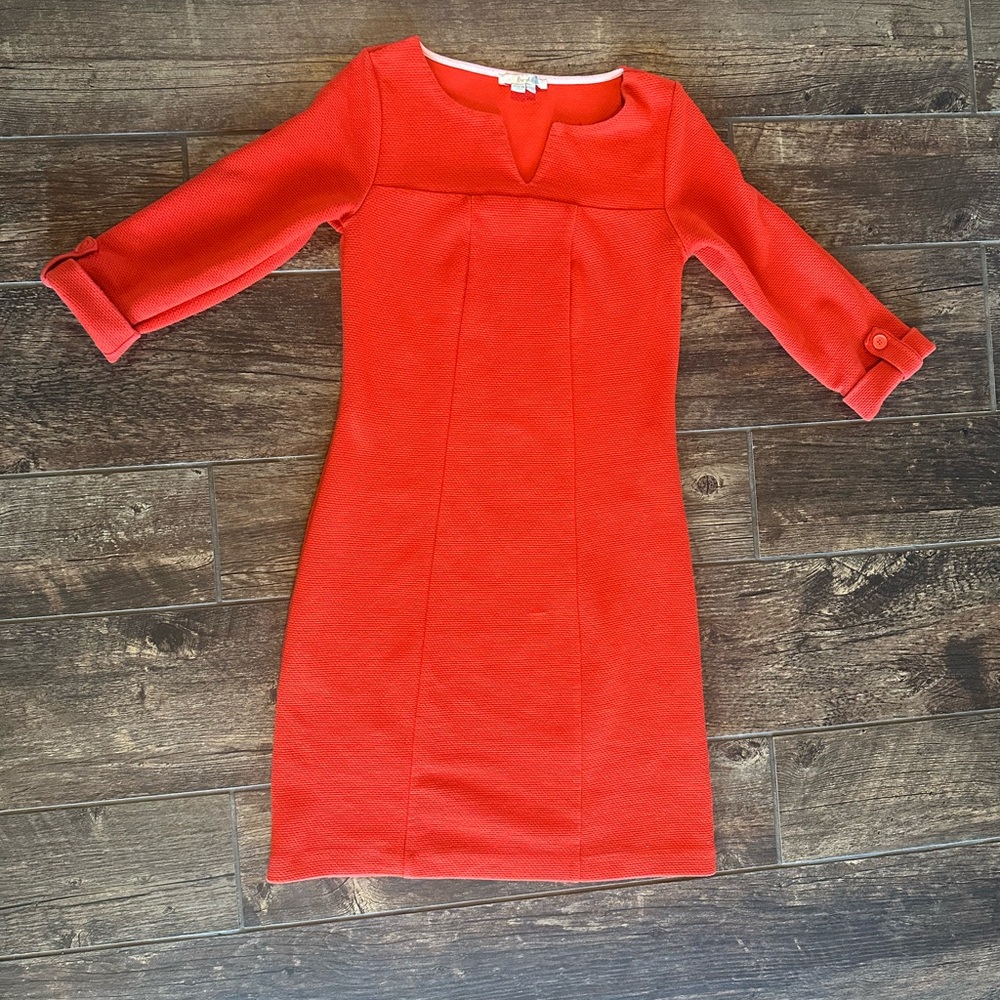 Boden Vibrant Red Long Sleeve Dress